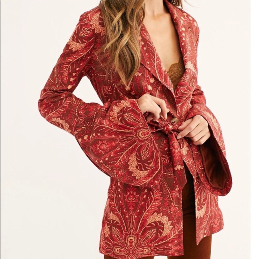 Free People Abigail Blazer Jacket Paisley Boho XS